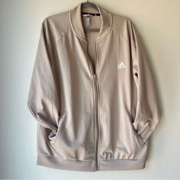 Adidas Women’s 2XL Beige Primegreen Full-Zip Track Jacket Neutral Athleisure - Picture 1 of 8